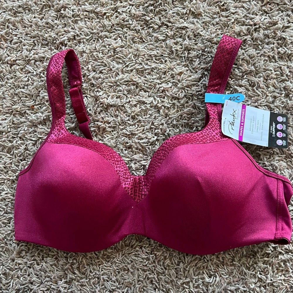 Playtex Secrets‎ Shapes and Supports Underwire Bra 4823 Magenta Berry 40C NWT